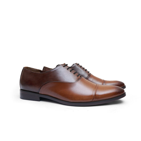 LS Pure Leather Duo Brown Tuxedo Oxfords S-0409