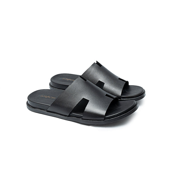LS Pure Leather Handmade Rave Black Chappal LS-1140