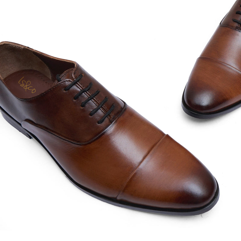 LS Pure Leather Duo Brown Tuxedo Oxfords S-0409