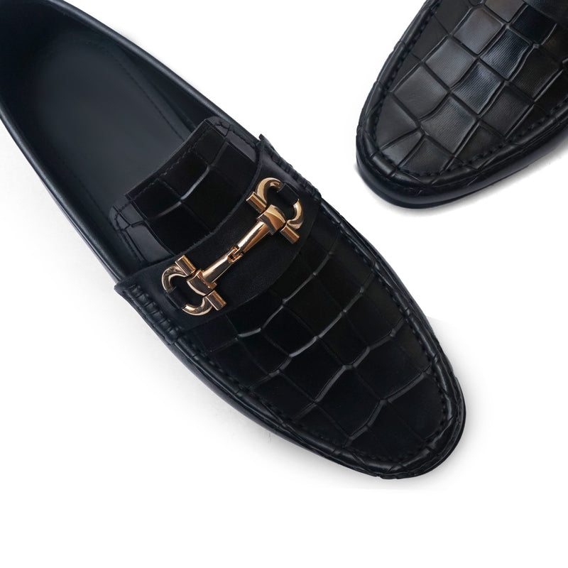 LS Pure Leather Handmade Horsebit Loafer-856 Black