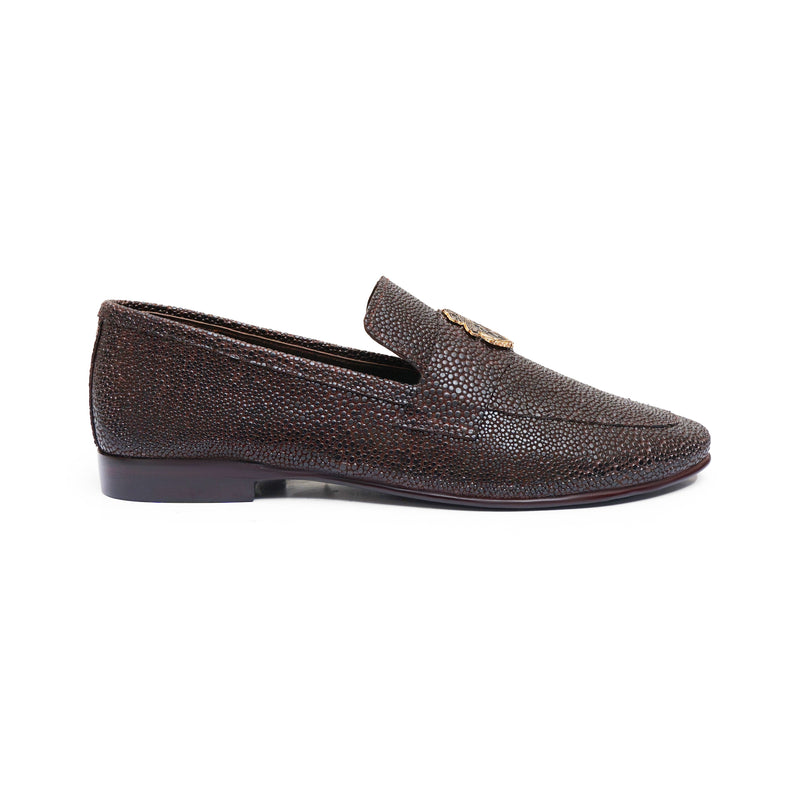 LS Pure Leather Brown Crown Formal Shoes-402