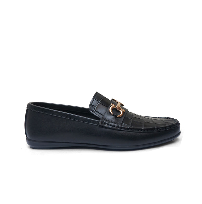 LS Pure Leather Handmade Horsebit Loafer-856 Black