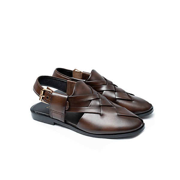 LS Pure Leather Handmade Criss Cross Peshawari Chappal 692