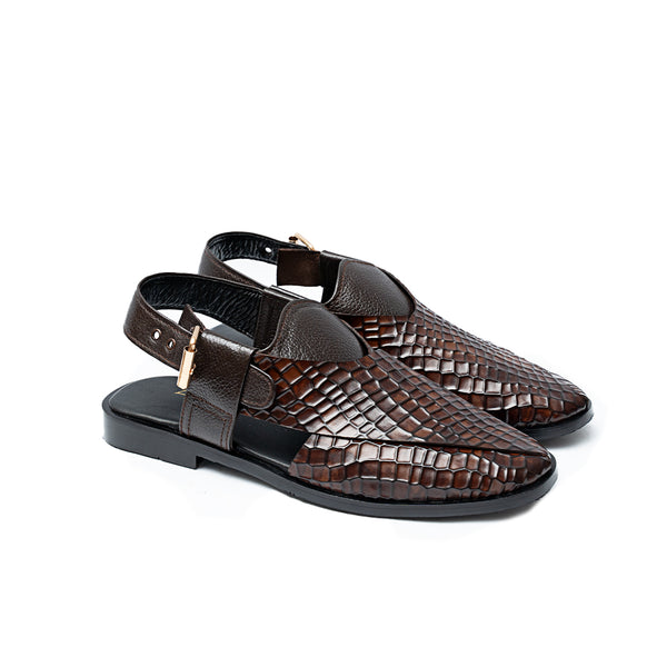 LS Pure Leather Handmade Embossed Peshawari Chappal LS-862