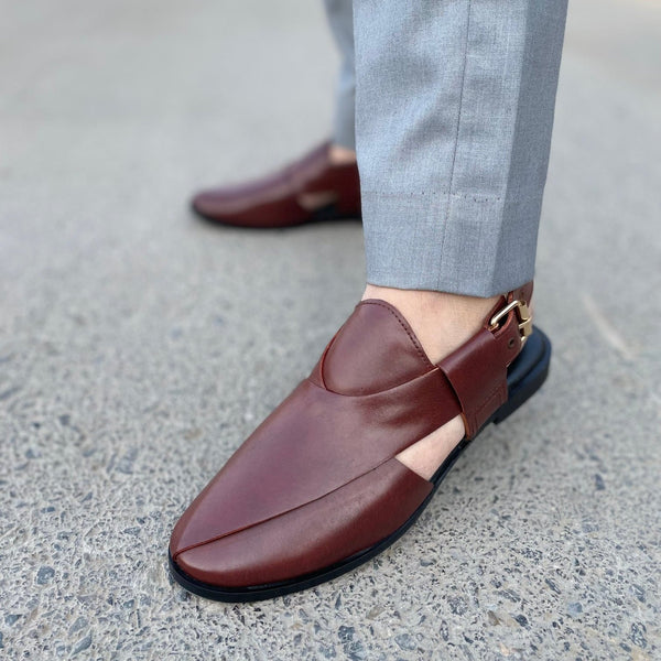 LS Pure Leather Handmade Oxblood Peshawari Sandal-306