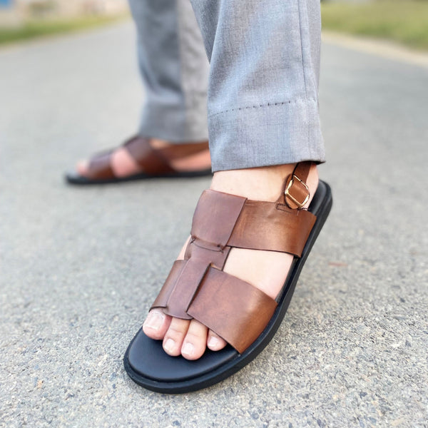 LS Pure Leather Handmade Glossy Sandal LS-154