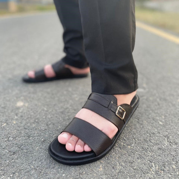 LS Pure leather Handmade Soleva Chappal LS-158 BRN