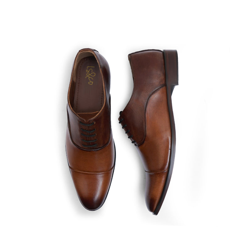 LS Pure Leather Duo Brown Tuxedo Oxfords-409