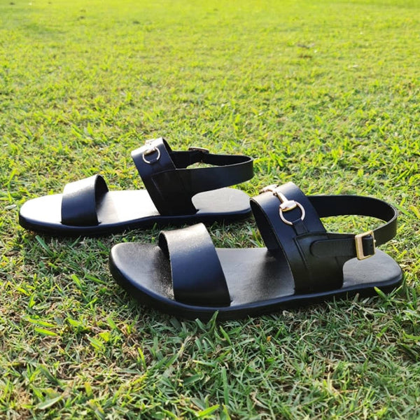 Ls Pure Leather Handmade Classic Black Sandal-618 Sandal