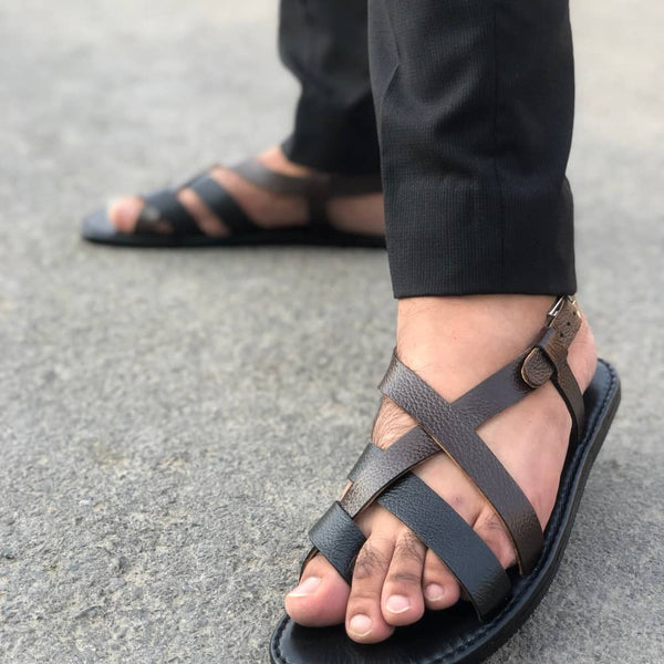 Ls Pure Leather Handmade Multi Cross Sandal-612 Sandal